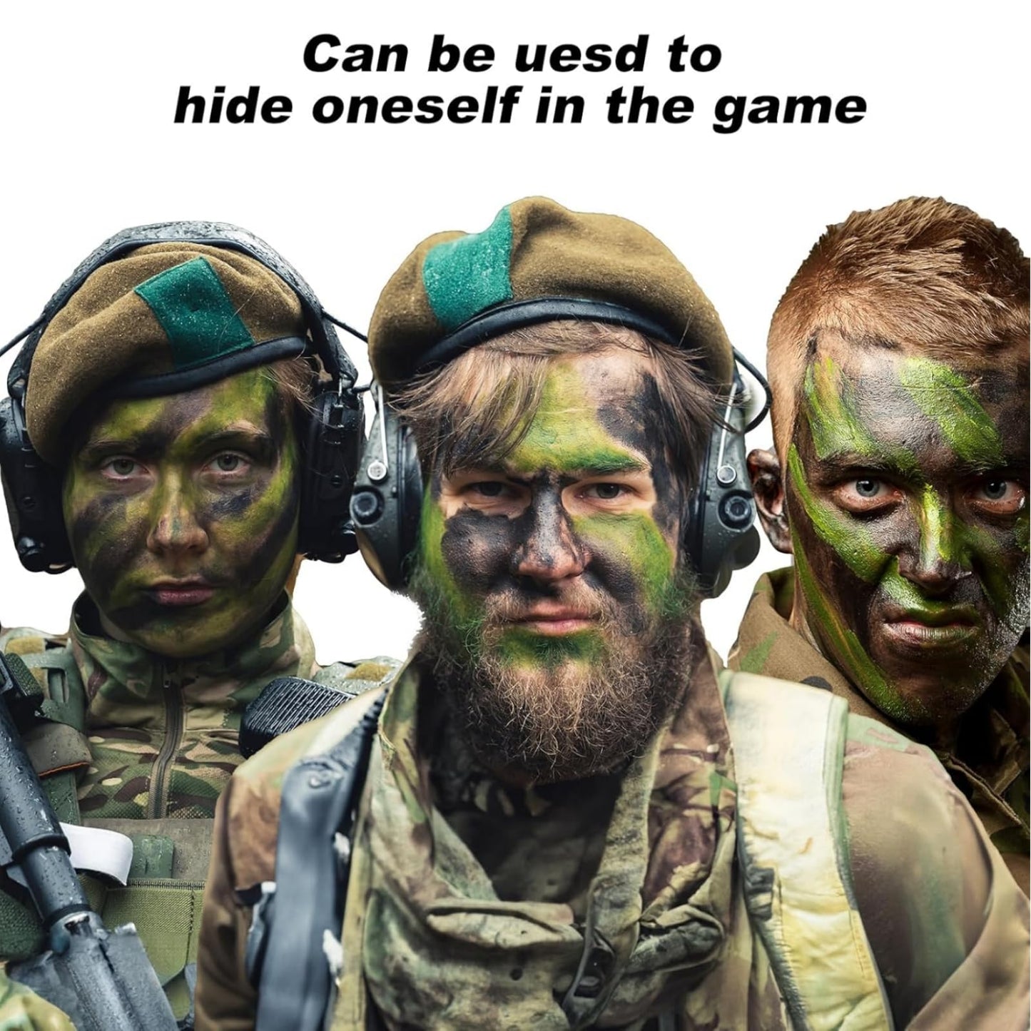 Fankayi 3 Color Camo Face Paint,Army Face Paint,Long Lasting Paint,Face Paint Palette,Waterproof Face Paint,Camouflage Makeup for Face,Suitable for Military Training & Outdoor Survival (Black/Brown/Green)