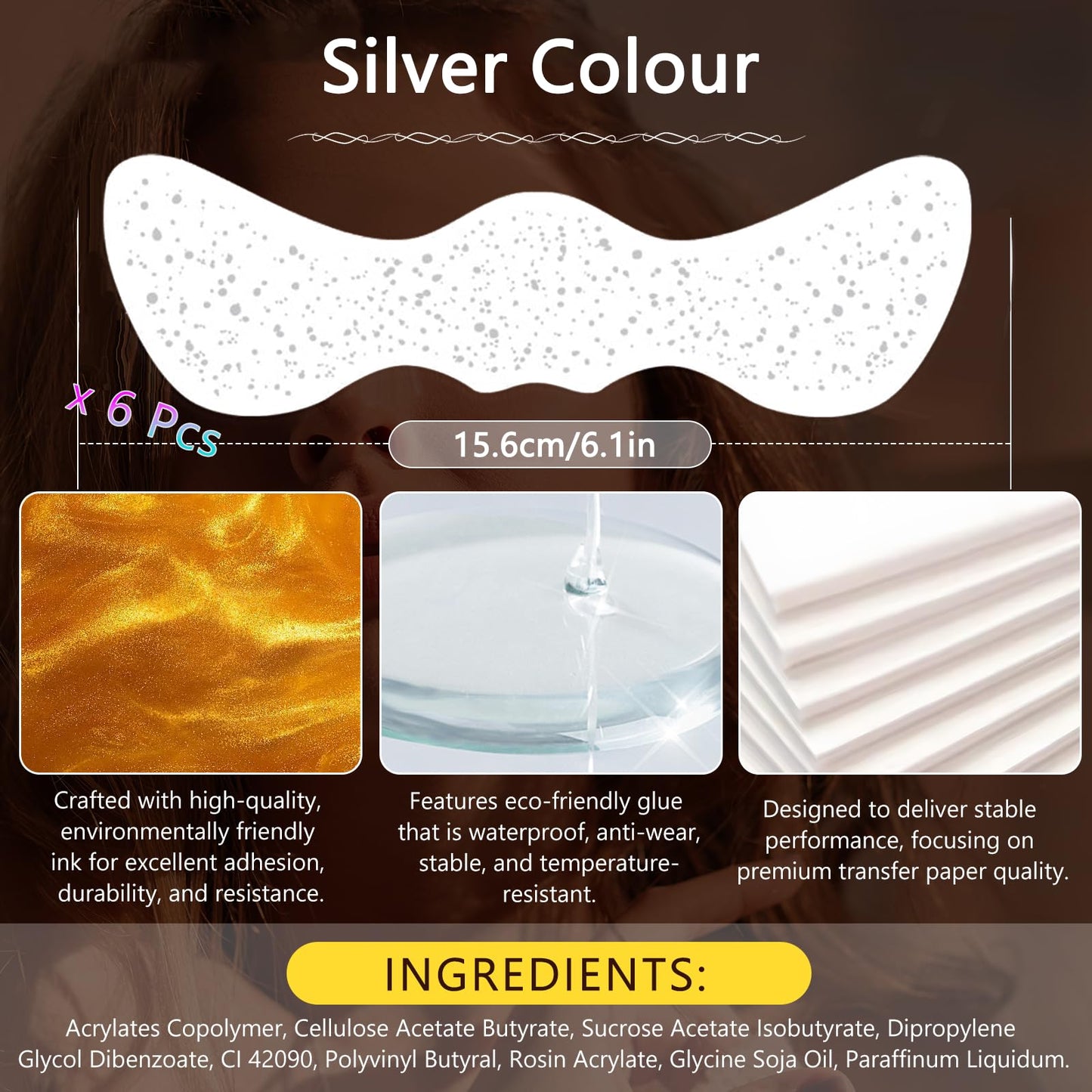 AmiCera Glitter Freckles Face Tattoo, 6 Pcs Face Glitter Freckles Gold for Kids Women, Fake Sparkle Temporary Tattoos Stickers for Girls and Adults Festival Makeup Accessories Face Decor, Silver