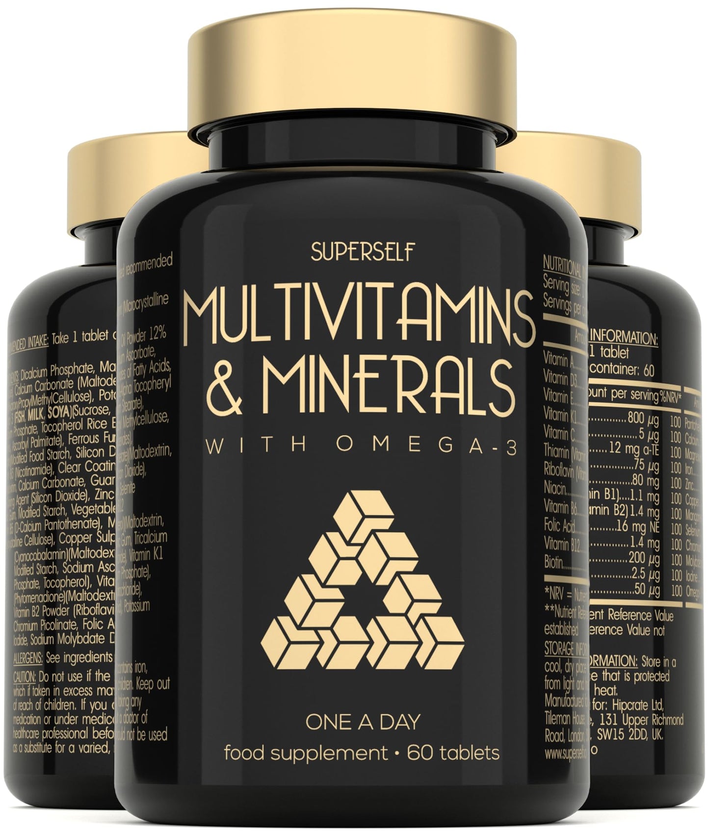 Multivitamins and Minerals with Omega 3 - Multivitamin Tablets for Men & Women - Adult Multi Vitamins with 100% Daily Dose of Iron, Zinc, Vitamin D, C, B12 - 26 Nutrients & Supplements - 60 Tablets
