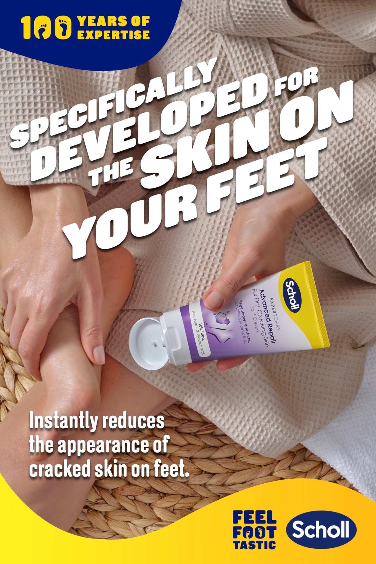 Scholl ExpertCare Advance Repair Foot Cream 150ml, Intensive Moisturiser for Cracked Heels and Dry Cracking Skin with Uvit, Urea, and Pro-Vitamin B5 Complex for Softer Smoother Feet