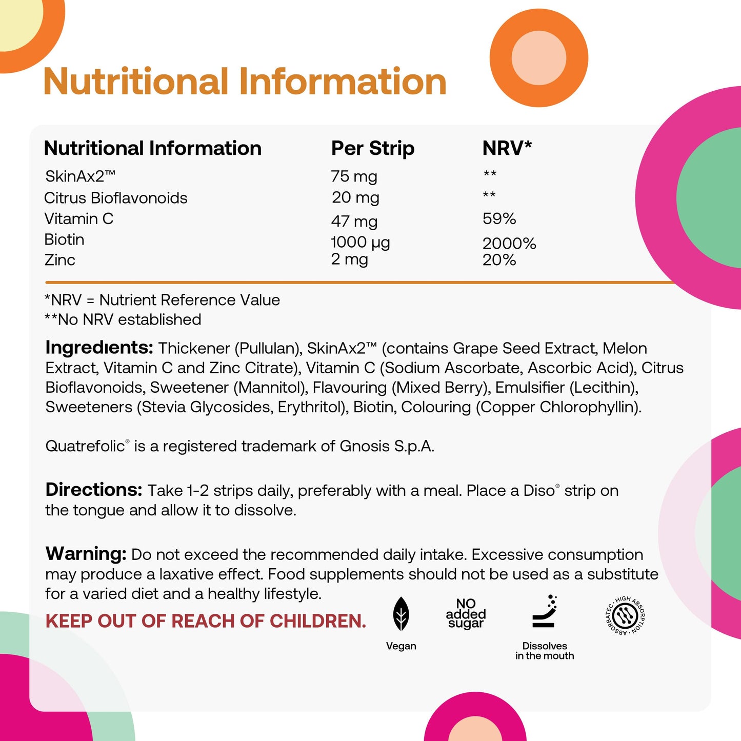 OQO Diso Collagen Supplements for Women & Men with Biotin (1000mcg), Tin of 30 Oral Dissolvable Strips for Fast Absorption Skin Care, Joint Support, Vegan, Sugar-Free, Gluten-Free (Mixed Berry)