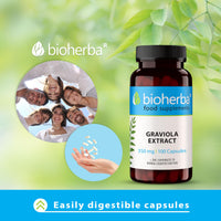GRAVIOLA Fruit Extract 350 mg – 100 Capsules Natural Immune Support and Antioxidant-Rich Supplement for Overall Health and Wellness by BIOHERBA