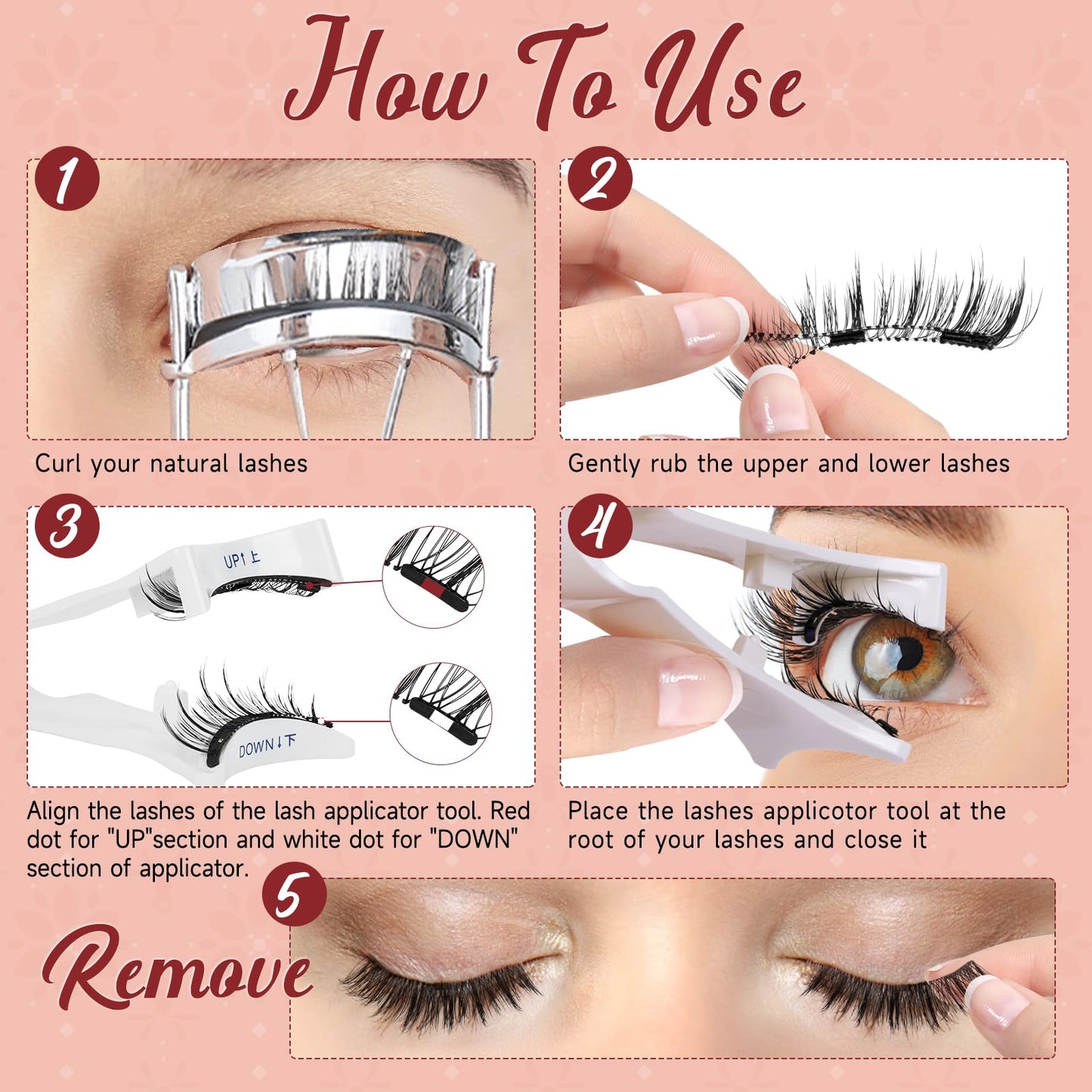 Magnetic-Lashes with Applicator, Higu clace Magnetic-Eyelashes No Glue or Eyeliner Needed, 1 Pair Reusable Magnetic Eye Lashes Kit Natural Look, Eyelashes Magnetic Easy to Wear and Remove(STYLE F)