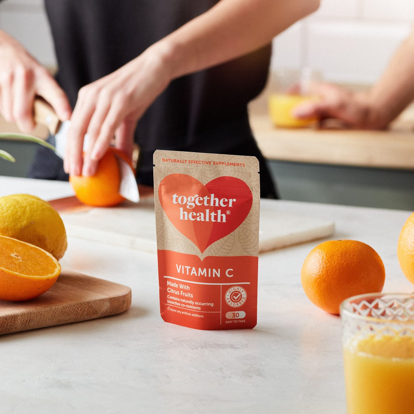 Vitamin C – Together Health – with Organic Citrus Fruits – Gentle & Easily Absorbed – Includes Naturally Occurring Bioflavonoids – Vegan Friendly – Made in The UK – Pack of 6-180 Vegecaps
