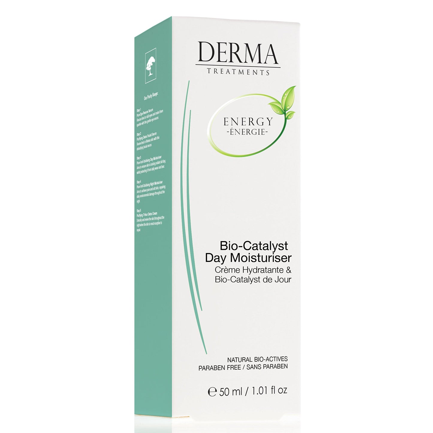 Derma Treatments Bio-Catalyst Day Moisturiser with Vitamin E & Coconut Oil aims to work as an anti-oxidant to deeply hydrate and renew the skin 50ml