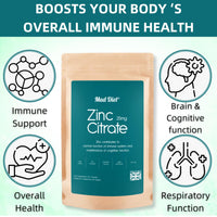 Mad Diet Zinc Citrate | Zero Additives | Practitioner Quality | 25mg Capsules | Locally Sourced | High Bioavailability |Trusted UK Brand | 60 Capsules |Immune Support |Suitable for Vegans and Vegetari