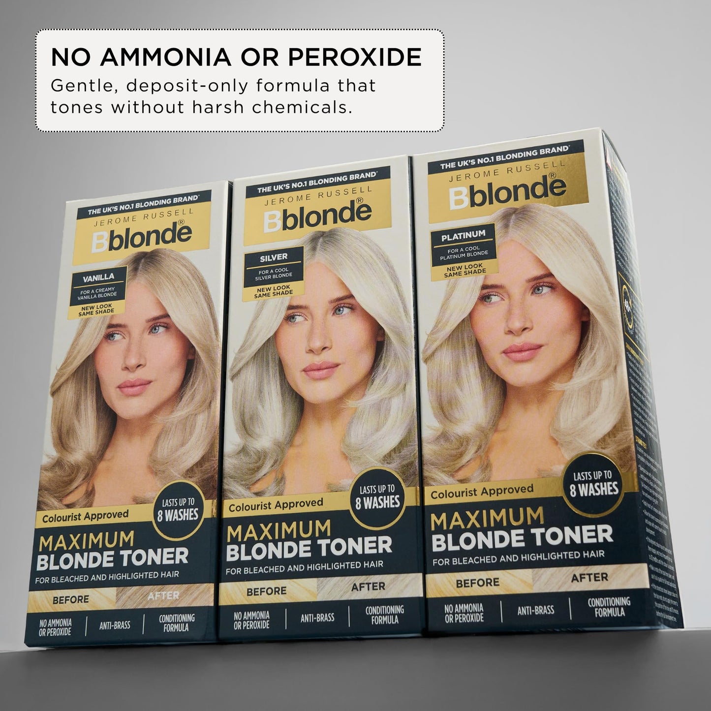 Jerome Russell Bblonde SILVER Non-Permanent Hair Toner | Neutralises Yellow & Brassy Tones | Salon-Quality Cool Blonde Results | Vegan | 75ml