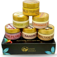 Herbs Botanica Natural Skin Care Sampler | Sandalwood,Orange Peel,Lemon Peel, Rose Petals,Wild Turmeric, Multanni Mitti Powder 1 oz Each Pak