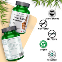 VitaV Hair Skin and Nails Vitamins | Biotin Supplements with Hyaluronic Acid MSM Silica Selenium Zinc Supplements Biotin Hair Growth Vitamins Beauty Formula Hair Vitamins Nail Care Hair Repair Multivitamin