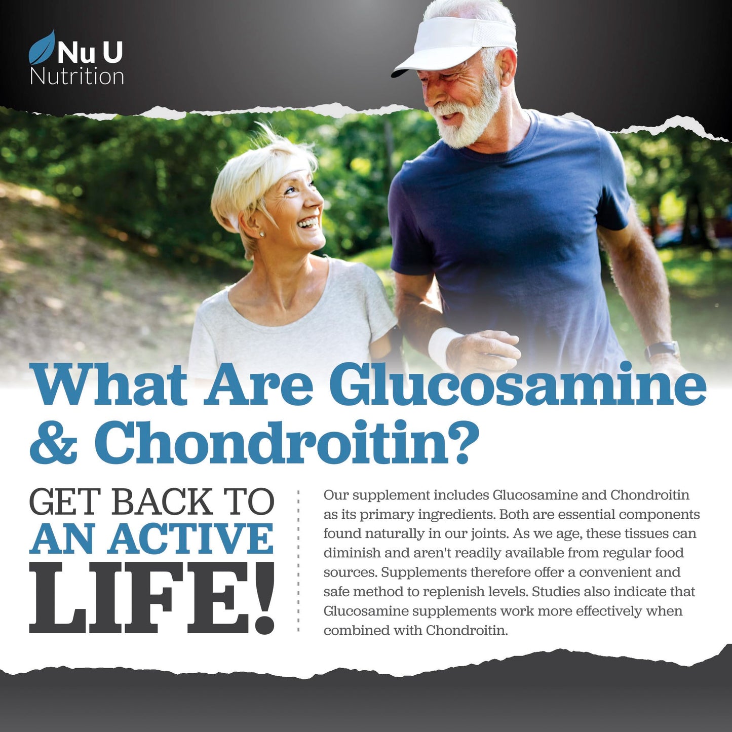 Glucosamine and Chondroitin High Strength Complex - 180 Capsules - with Turmeric, Ginger, Rosehip, Vitamin C & D - Joint Care Supplements for Women & Men - Made in The UK - Nu U Nutrition