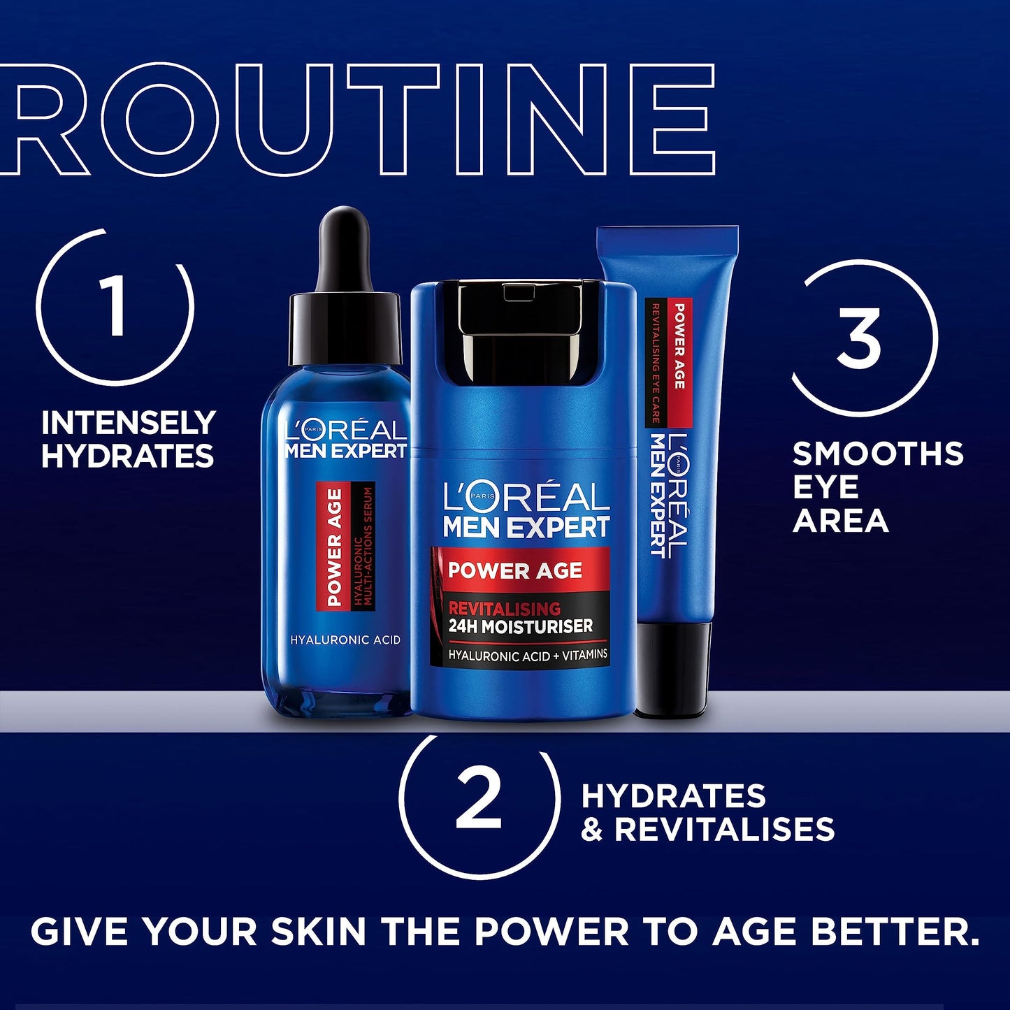 L'Oréal Men's Serum, Hyaluronic Acid Serum for Ageing, Dry & Dull Skin, Men Expert Power Age, 30ml