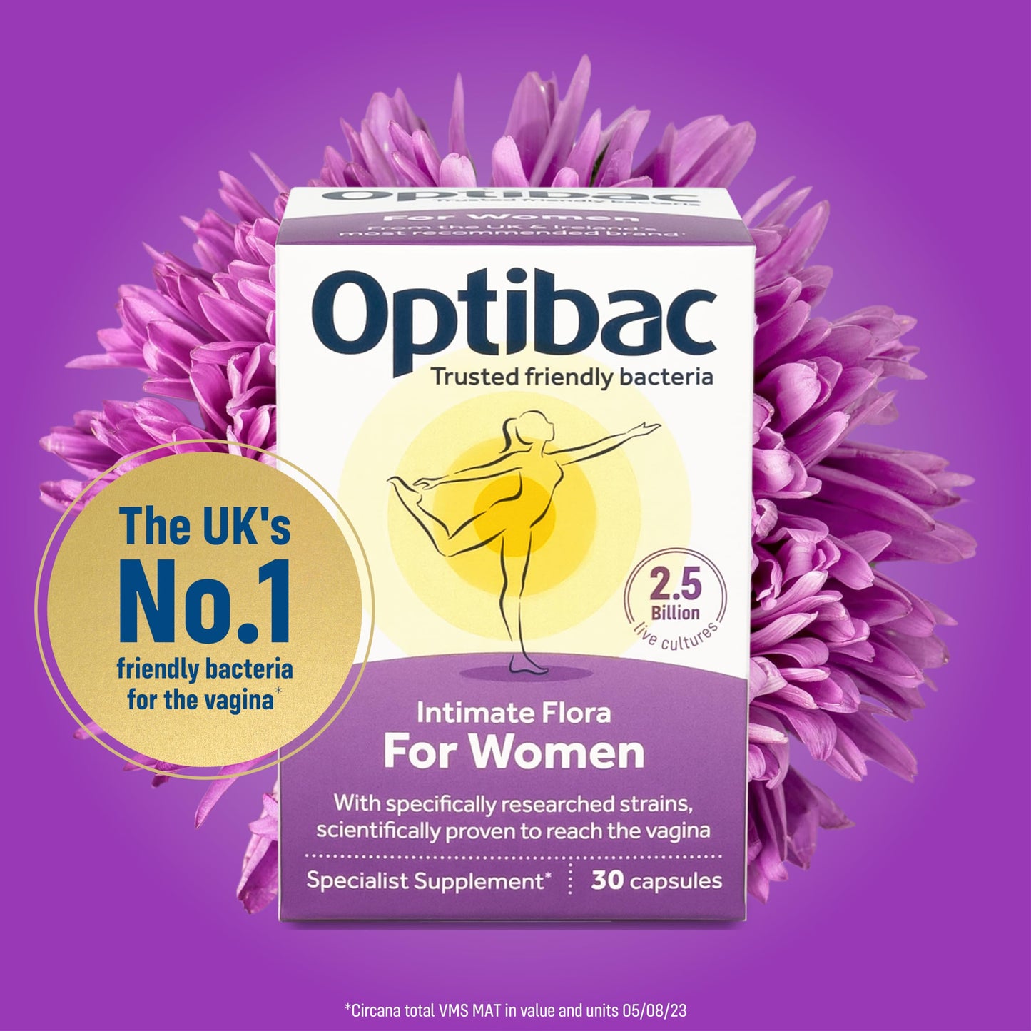 OptiBac Optibac Probiotics for Women - Vegan Probiotic Supplement, Scientifically Formulated for Vagina Flora - 90 Capsules