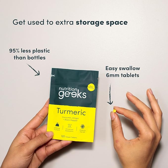 Nutrition Geeks Turmeric Tablets 2000 mg with Black Pepper & Ginger, UK Made, 120 Count