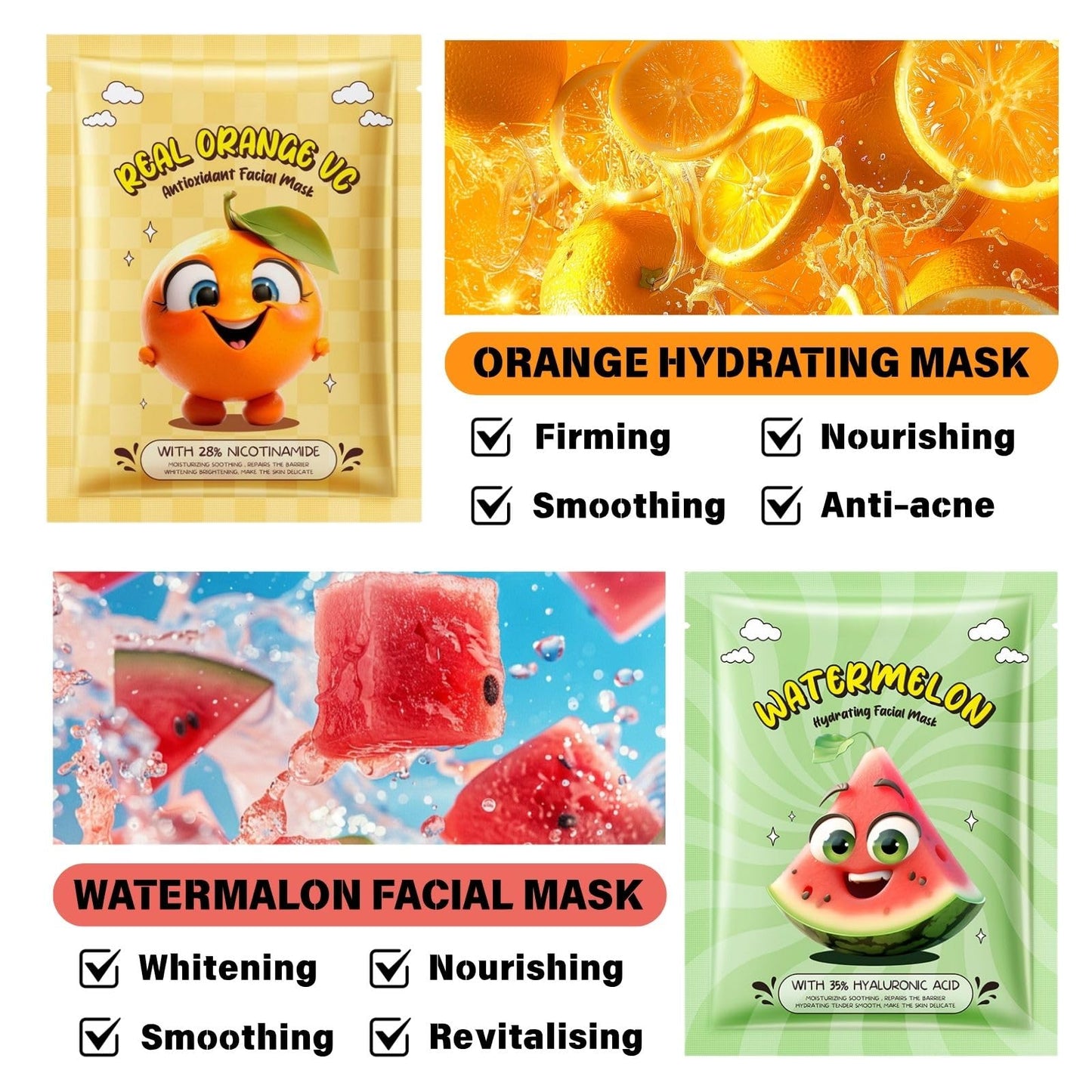 Cureluxe Kids Face Masks for Girls – 7PCS Fruit Hydrating Face Mask Set with Collagen Face Mask & Fruit Extracts – Gifts for Teenage Girls – Skincare for Kids – Teen Skincare – Women's Pamper Set