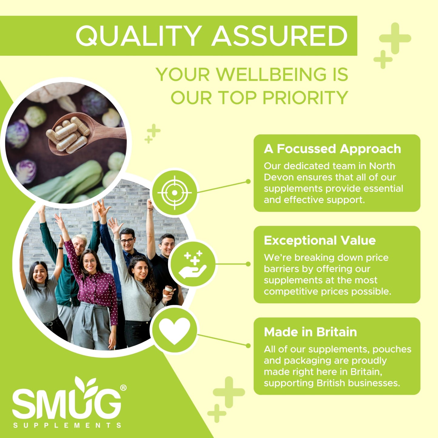 Bovine Collagen British Made by SMUG Supplements - 90 Capsules - Type 1 Peptides - 1200mg Daily Serving of Collagen Powder in Three-a-Day Capsules - 30 Day Supply - Suitable for Both Men and Women