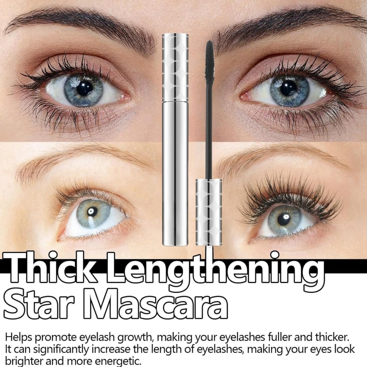 2Pack Black Mascara for Older Women,Mascara for Sensitive Eyes,Lengthening Waterproof Masc/ara,Natural,Long Lasting,Smooth,Gentle,Smudge Resistant,Volumizing,No Clumping,Suitable for Mature Ladies