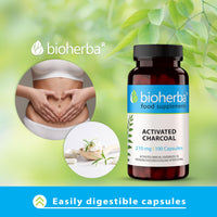 Activated Charcoal 210 mg – 300 Capsules Natural Detoxifying Supplement for Digestive Support and Bloating Relief by BIOHERBA