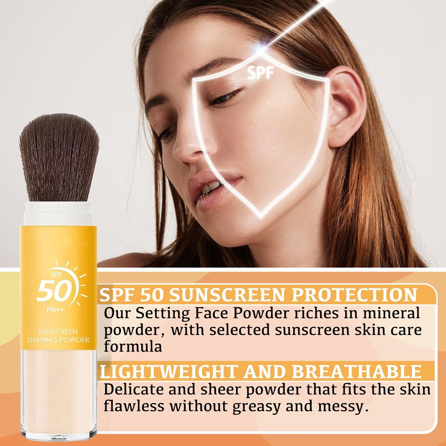 COWANIEE Powder Scalp Sunscreen, Mineral SPF 50 Powder Sunscreen, Lasting Oil Control Matte Lightweight Breathable