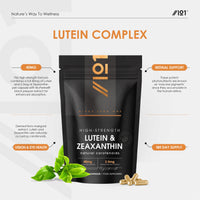 Lutein & Zeaxanthin with BioPerine® – 40mg Lutein 2.85mg Zeaxanthin – 180 Vegan Capsules – Natural Carotenoids from Marigold Extract – Resealable and Recyclable Pouch – by Alpha01