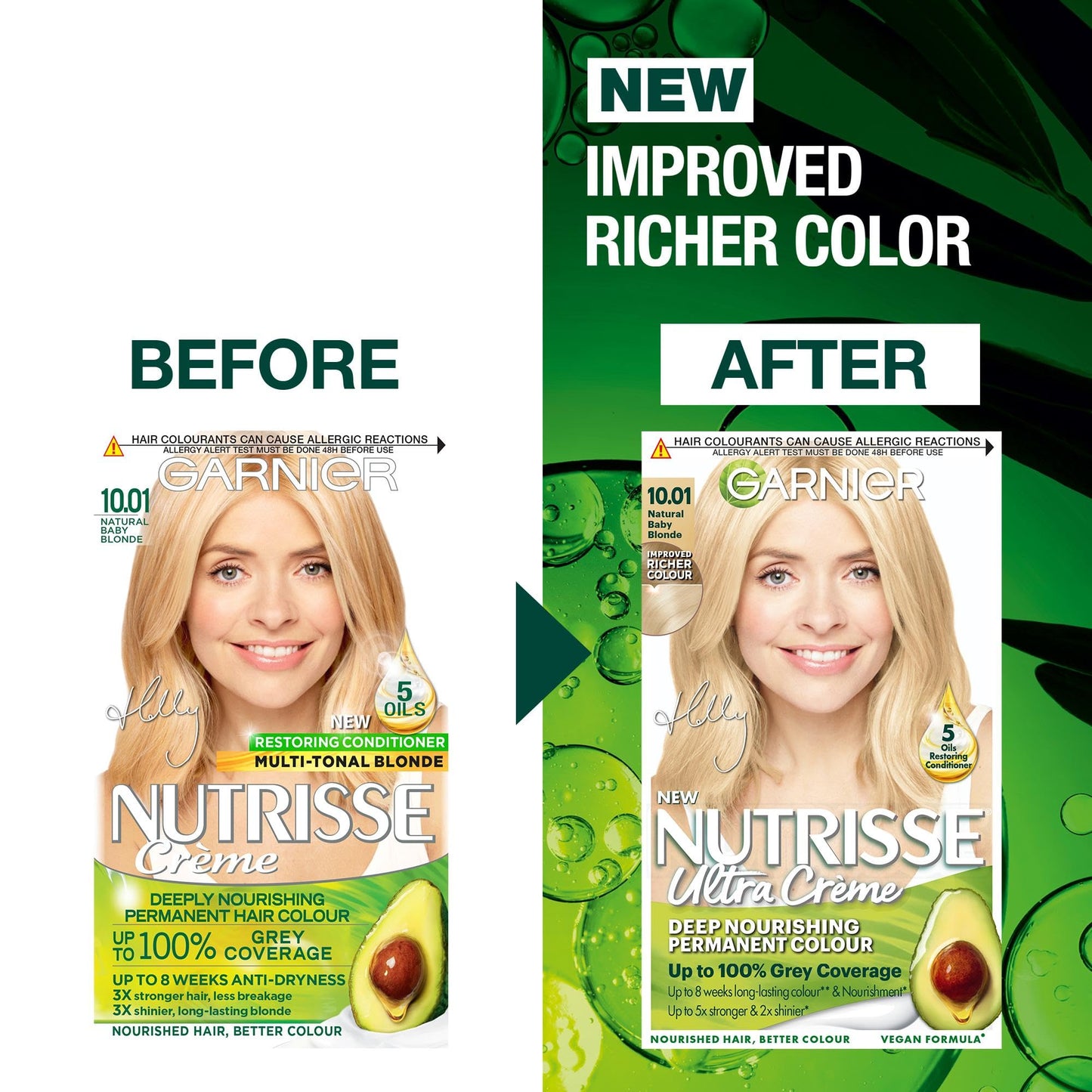 Garnier Nutrisse Permanent Hair Dye, Natural-looking, hair colour result, For All Hair Types, 10.01 Natural Baby Blonde