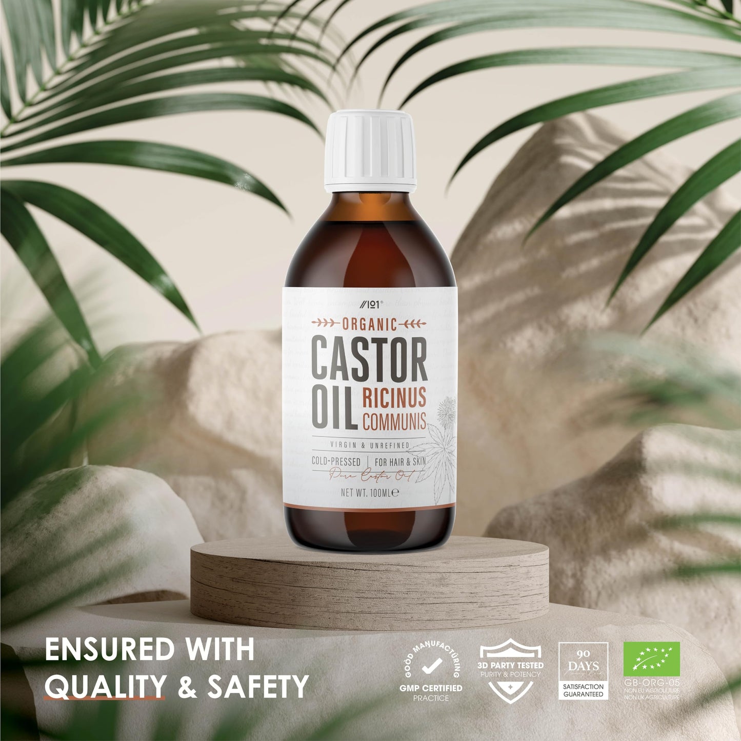 Organic Castor Oil 100ml | 100% Unrefind & Cold Pressed - Hexane Free | for Skin & Hair | Food-Grade & Sustainably Sourced - By Alpha01