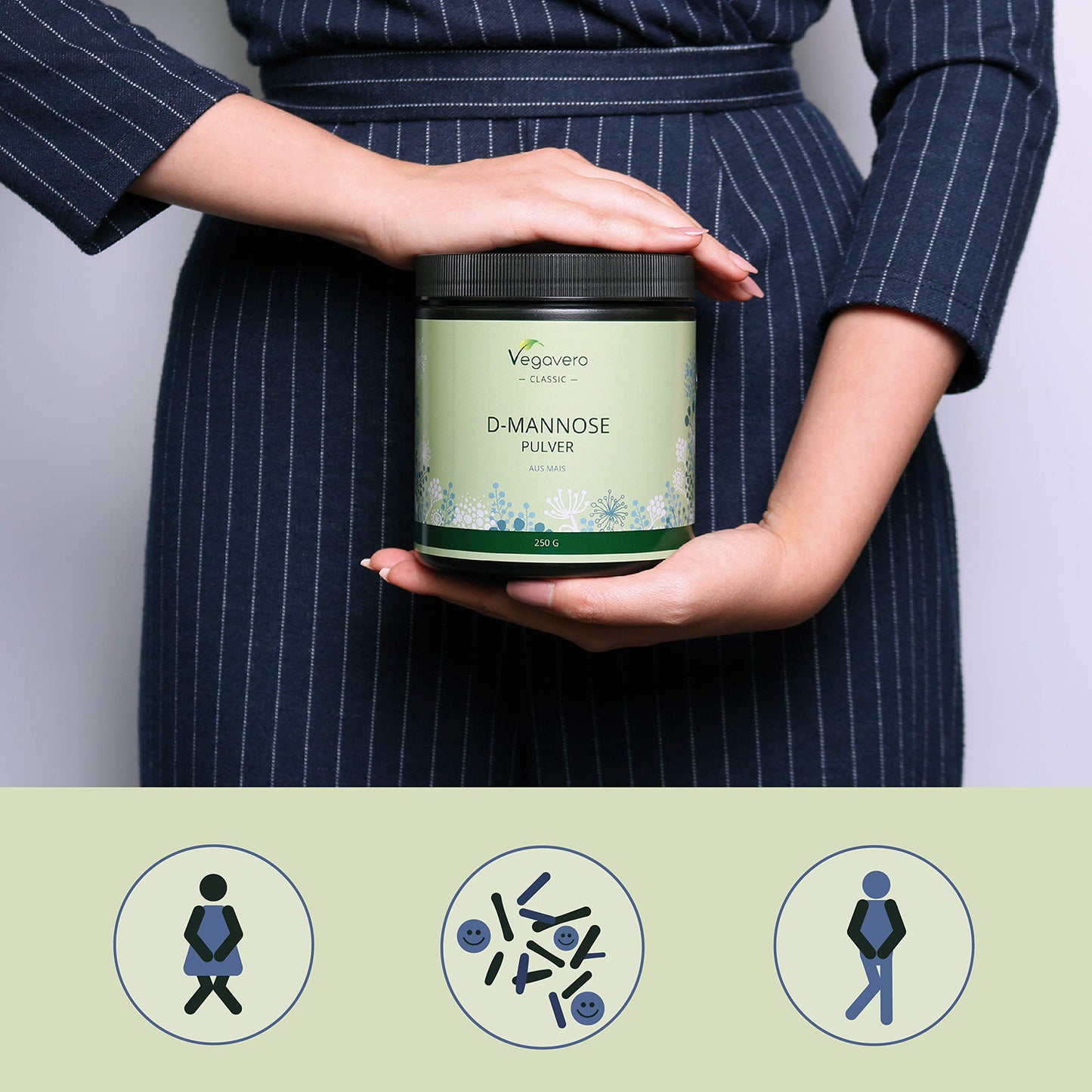 Pure D-Mannose Powder Vegavero® 250g | NO Additives, Lab-Tested | 100% Naturally Sourced from Corn | Scoop Included | Vegan
