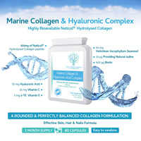 swiss bioenergetics Marine Collagen & Hyaluronic Acid Complex - 60 Capsules - 500mg of Highly Bioavailable Naticol® Hydrolysed Collagen