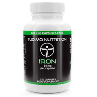 TUDIMO Iron 14 mg Ferrous Fumarate Capsules | 150 pcs (5 Month Supply) of Rapidly Disintegrating Capsules, Each with 14mg of Premium Quality Extra Strength Powder