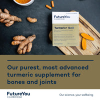 Turmeric+ Gold Supplement – 28 Turmeric Capsules High Strength – Curcumin Capsule Patented Meriva Formulation with Vitamins C & D – Turmeric Tablets for Bones, Joints & Muscles by FutureYou Cambridge.