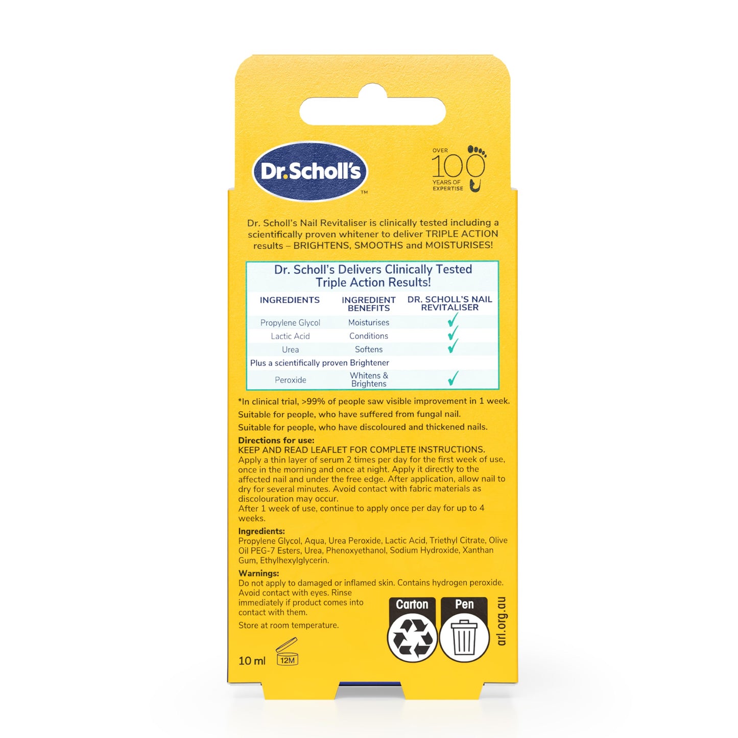 Dr. Scholl's Nail Revitaliser Serum 10ml - Visible Results in Just 2 Days, Triple Action: Brightens, Smooths and Moisturises, Nails and Toenails Damaged by Fungal Nail