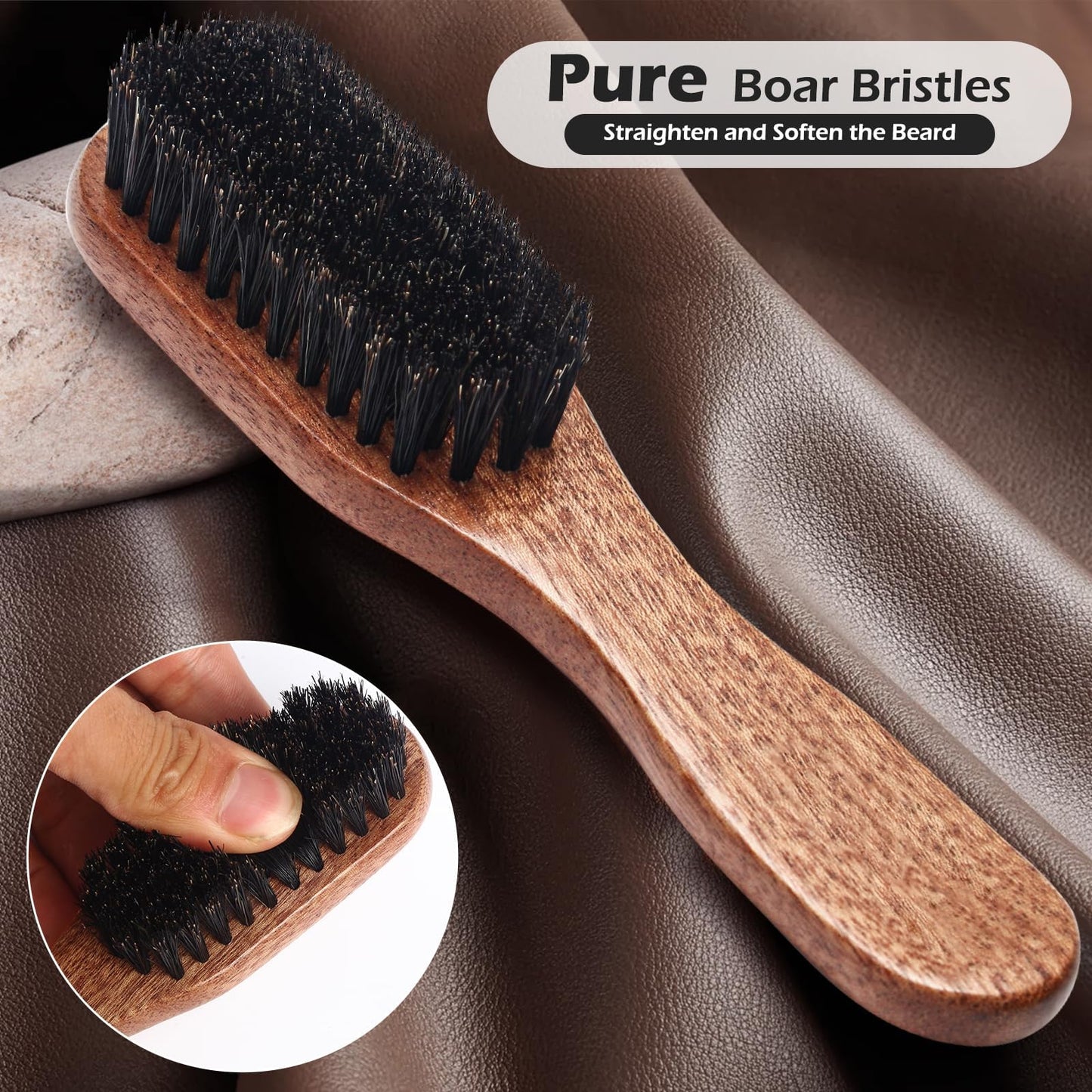 Generic Beard Brush, 100% Real Wild Boar Bristle Walnut Wood Beard & Mustache Comb Brush for Men’s Beard Grooming and Care, Gift for Men to Straighten and Promote Beard Growth