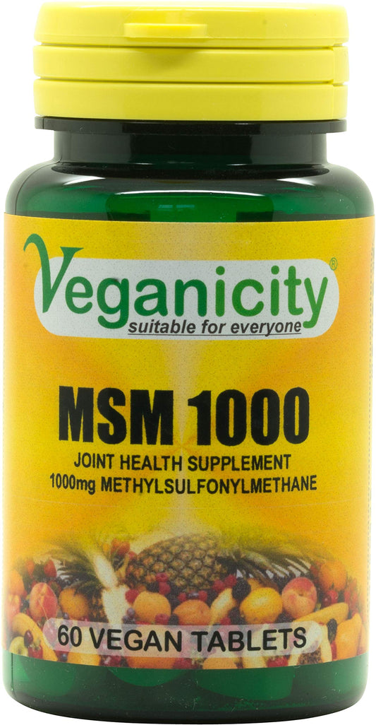 Veganicity MSM 1000mg : High Strength Joint Nutrient : 60 Tablets