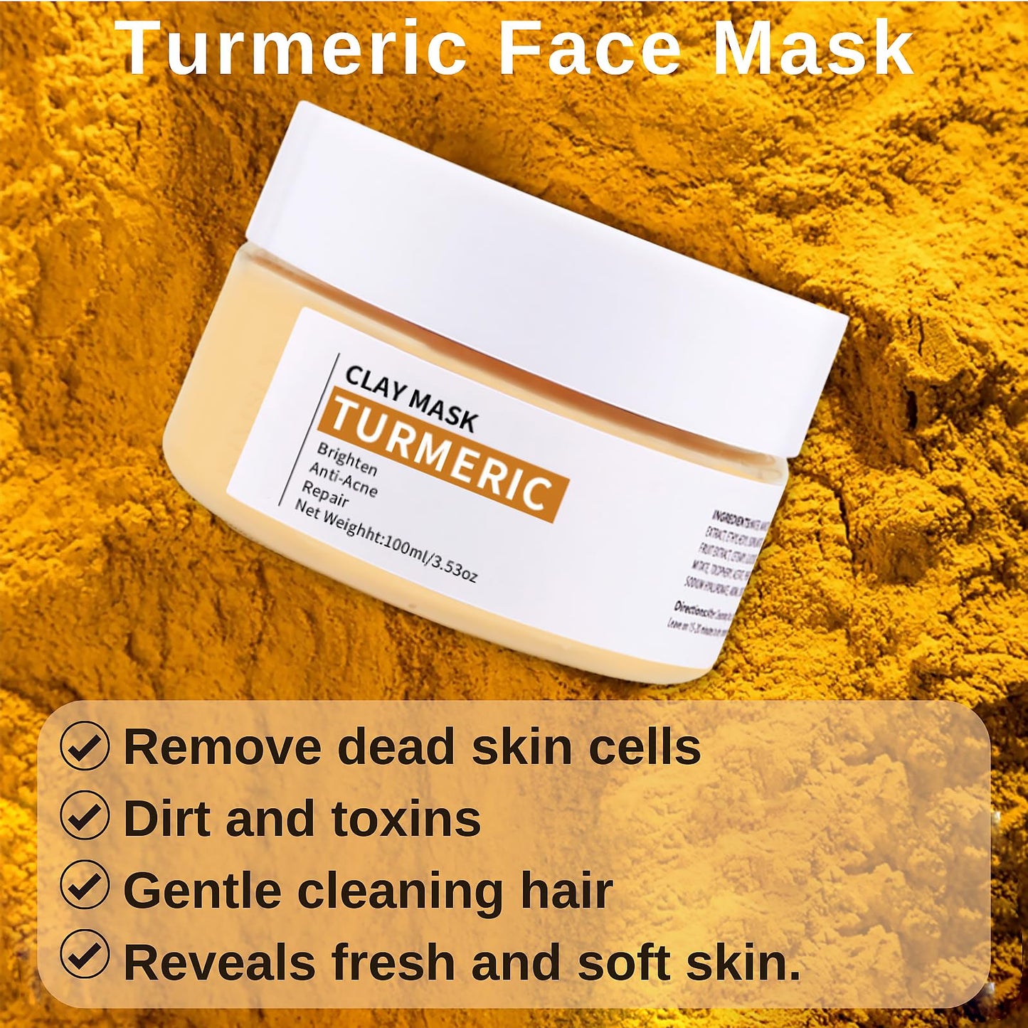 IZBEAUVO Turmeric Face Clay Mask with Kaolin Clay, Vitamin C Clay Mask, Deep Cleansing Pore Mask, Clay Face Mask, Mud Mask for Radiant Skin, Oil Balance, Face Masks Skincare for Blackhead, Blemish & Acne