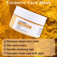 IZBEAUVO Turmeric Face Clay Mask with Kaolin Clay, Vitamin C Clay Mask, Deep Cleansing Pore Mask, Clay Face Mask, Mud Mask for Radiant Skin, Oil Balance, Face Masks Skincare for Blackhead, Blemish & Acne