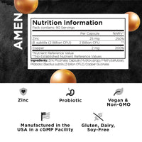 Zinc & Copper Supplement + Probiotics – 3 Months Supply – One Per Day - 25 mg Zinc Picolinate Vitamin Pills - Essential Minerals Supplements – 2 Billion CFUs Probiotic – Vegan, Non-GMO - 90 Capsules
