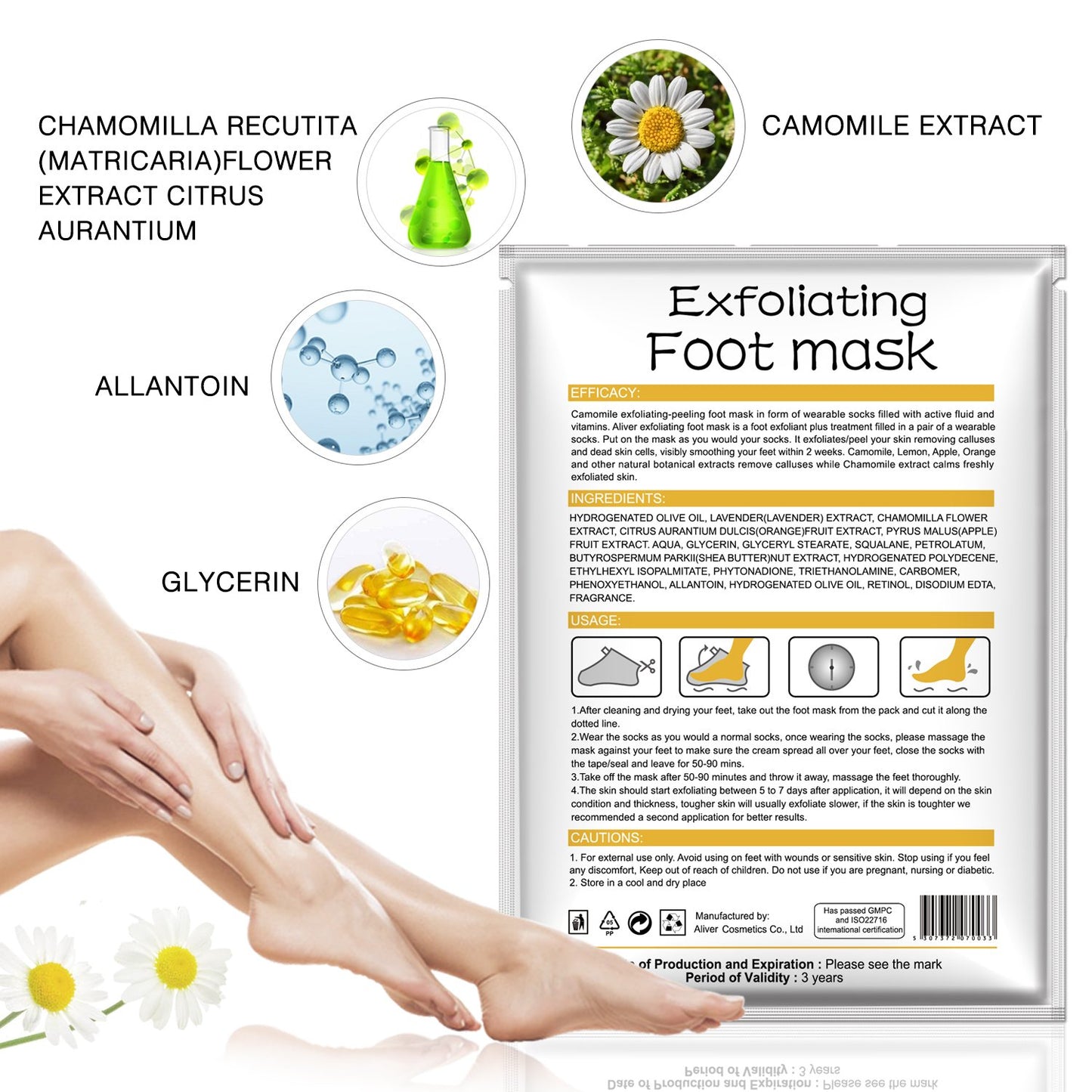 CCKULOOB Foot Peel Mask, Exfoliating Foot Mask for Soft Baby Feet Repair Heels & Removes Dry Dead Skin Feet Peeling Socks Foot Treatment for Hard Skin, 3 Pairs