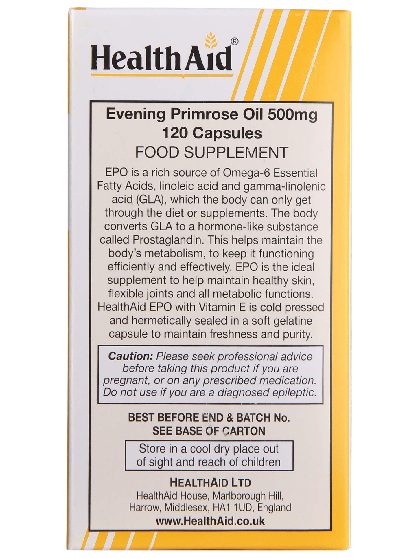 HealthAid Evening Primrose Oil 500 mg 120 Capsules
