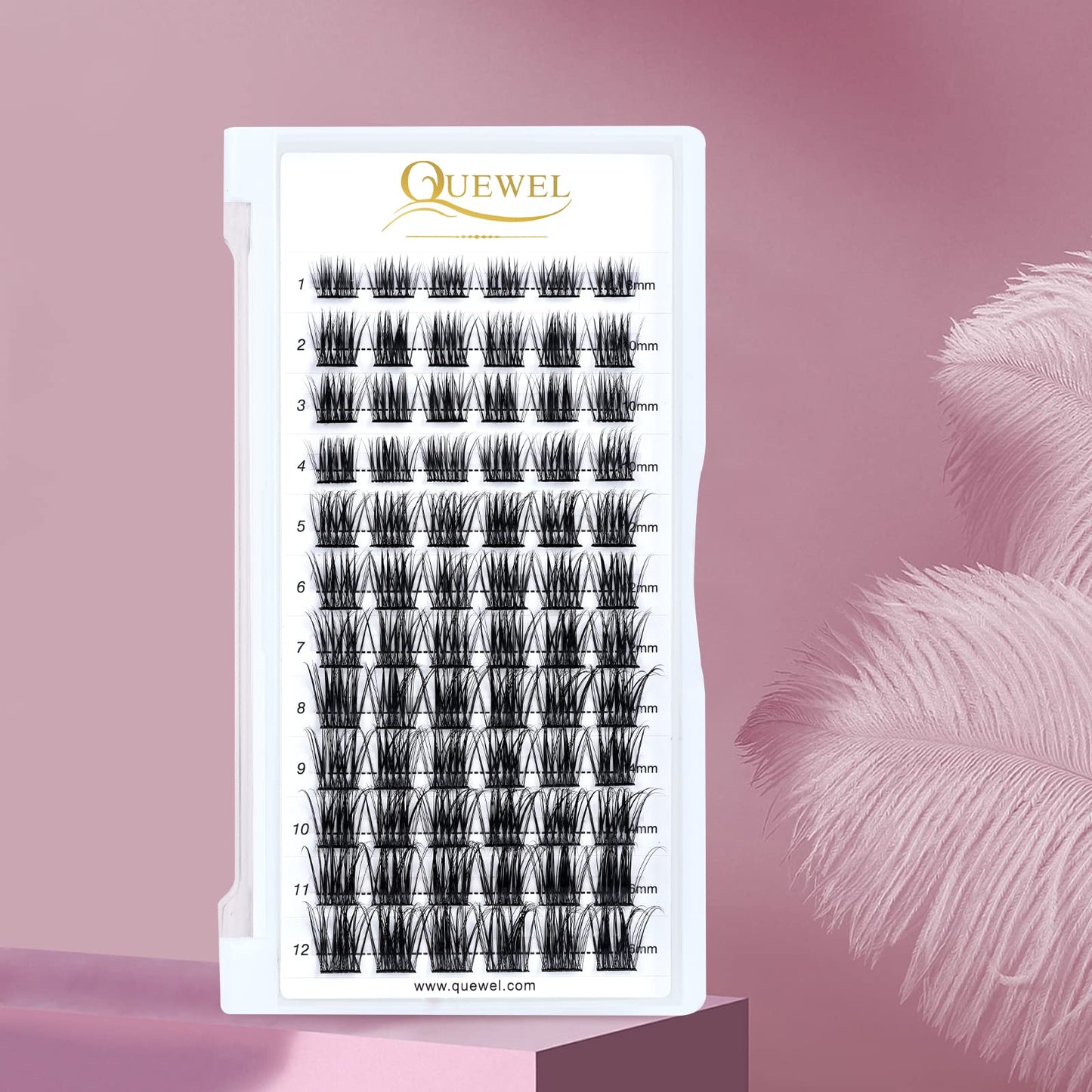 Cluster Lashes 72 Pcs QUEWEL Wide Stem Individual Lashes C/D Curl 8-16mm Length DIY Eyelash Extension False Eyelashes Soft for Personal Makeup Use at Home (natural03-C-14)