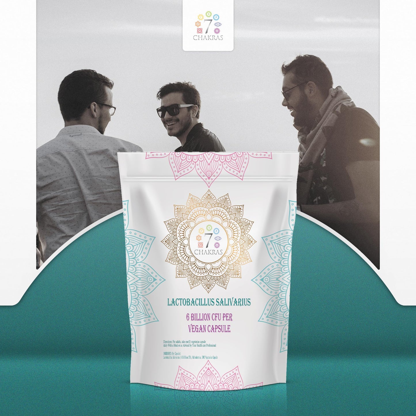 7 Chakras 7C Lactobacillus Salivarius | 30 High Strength L Salivarius Capsules - 6B CFU L-Salivarius Probiotic per Serving | Lactobacillus-Salivarius Probiotic | Non-GMO Gluten & Allergen Free | Made in The UK