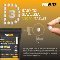 PROELITE Vitamin D3 4000 iu - Vitamin D Tablets - 180 Tablets - Vegan - Vitamin D Supplements - Immune System Booster - Made in The UK - Gluten Free