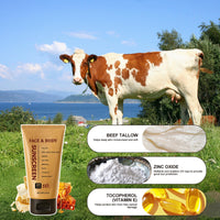 TBeautfave Beef Tallow Sunscreen SPF 50 Face, Beef Tallow Sun Cream SPF 50, Natural Sunscreen for Face & Body, Non Nano Zinc Oxide Sunscreens for All Skin Types, Lightweight, Non Greasy, 85g