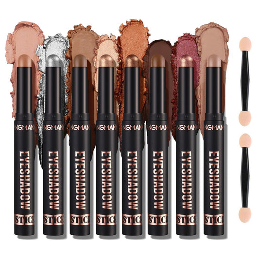 Bisienya Eyeshadow Stick 8PCS,Cream Eyeshadow Shimmer Stick,Eye Shadow Pencil Crayon, Eye Shadow Stick Set, Waterproof Pearly Sparkle Glitter Cream Stick Pen Eye Liner Makeup for Women