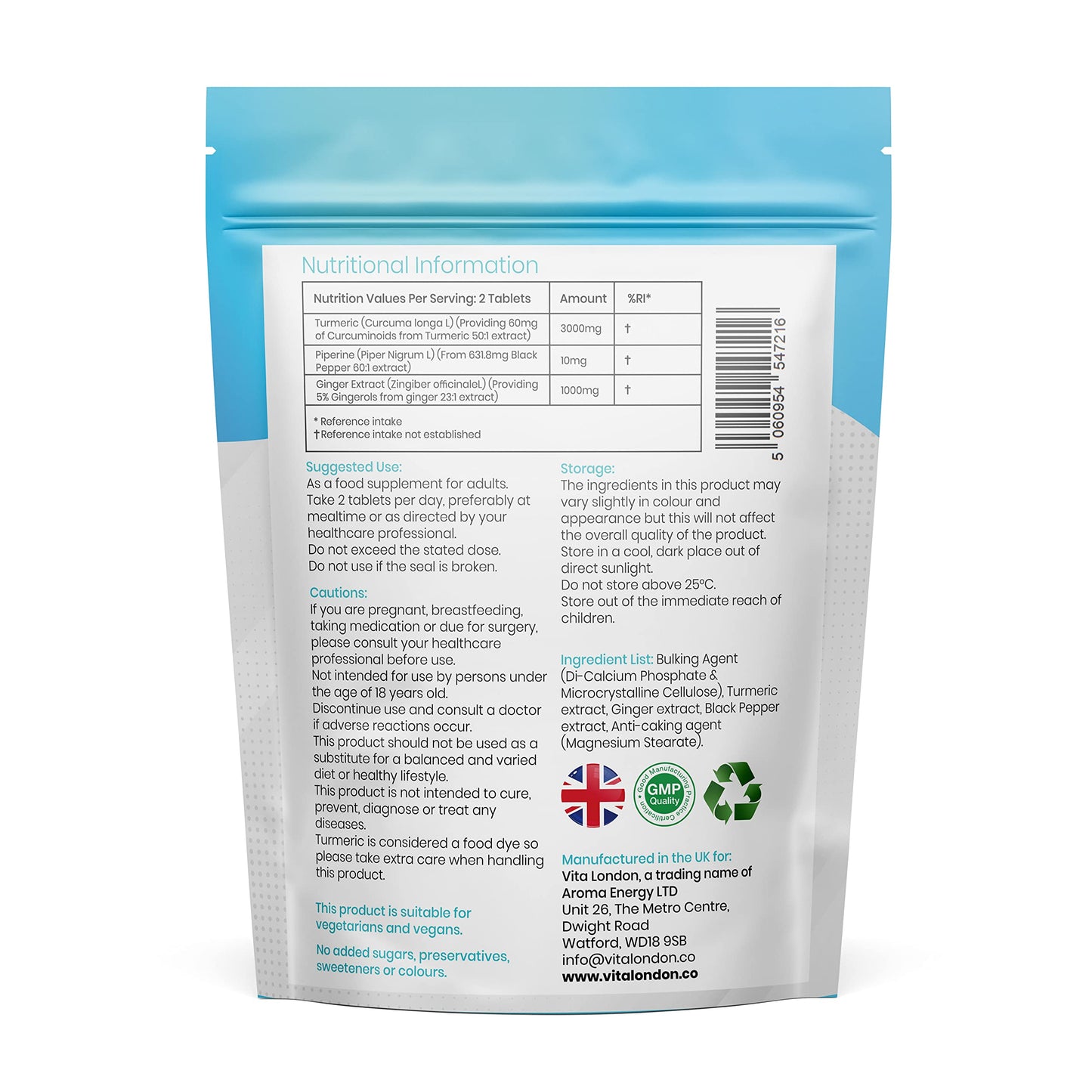 Turmeric Tablets 4000mg with Circumin, Black Pepper & Ginger | 360 High Strength Vegan Turmeric Tablets (Not Capsules or Powder) | 6 Month Daily Supply | Turmeric Supplement | Made in UK