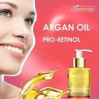 Bielenda Argan Face Oil - Essential Face Treatment Cleans Removes Makeup Deeply Moisturizes And Nourishes The Skin - Anti-Aging Effect Against Wrinkles - Argan Cleansing Face Oil With Pro-Retinol - 140 ml