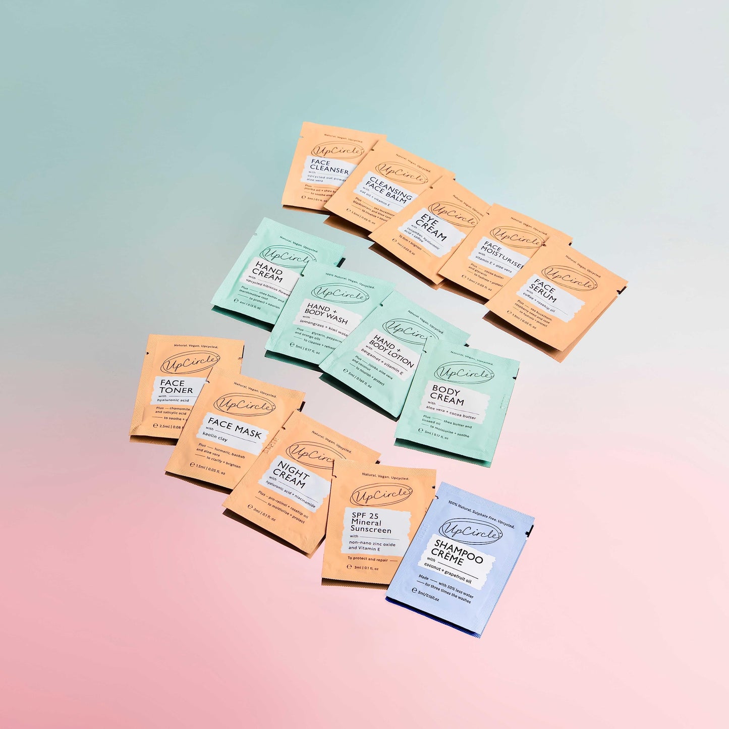 UPCIRCLE UpCircle The Pamper Kit - 14 Pieces - Sample Tester Pack Of Full Skincare + Body Range - Perfect Gift Idea, Pamper Night, For Holiday or Wedding Favour - Natural, Vegan, Cruelty-Free