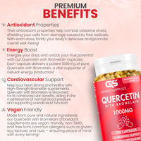 Generic Pure Quercetin Supplement 1000mg- Organic Quercetin Bromelain Capsules for Immune Health, Respiratory Support, & Overall Wellness- Non GMO Antioxidant Supplement- 6 Month Supply