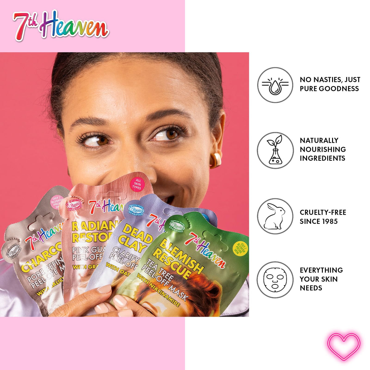 7th Heaven Luxury Pamper Hamper - 10 Face Masks & Spatula - Beauty Gift Set for Women - Skincare Set with Peel-Off, Clay & Hydrating Masks - Spa Experience at Home Skin Care