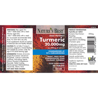 Turmeric Tablets 20,000mg (as 500mg of extract) | High Strength 95% Curcumins | 60 Vegan Tablets; 2 month's supply | UK Made | One of The UKs Strongest and purest Turmeric Tablets