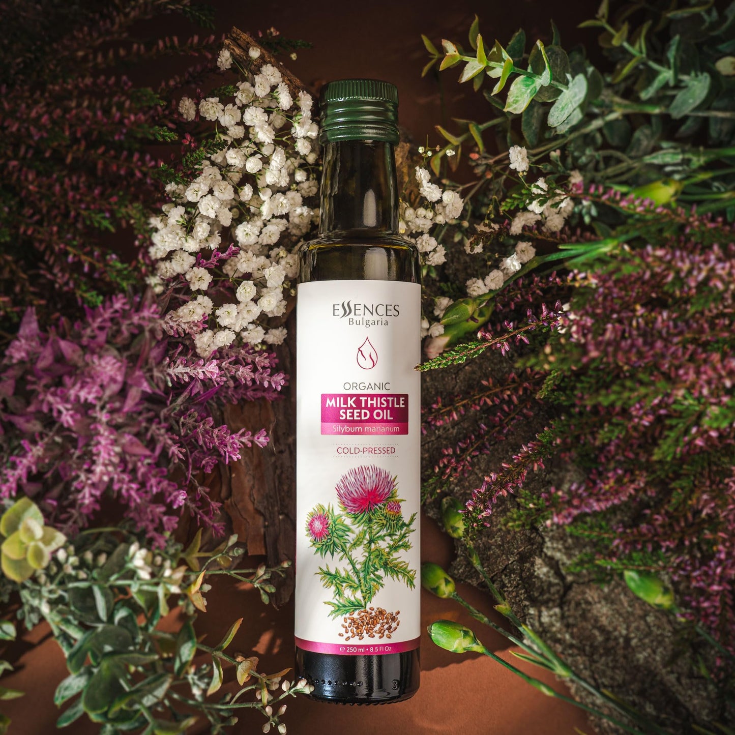 Essences Bulgaria Organic Milk Thistle Oil 250ml | 100% Natural Cold-Pressed Oil | Extra Premium Quality | No Additives or Preservatives | Non-GMO | Vegan