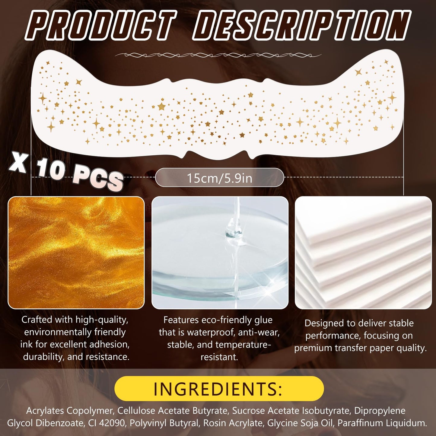 AmiCera Glitter Freckles Face Tattoo, 10 Pcs Face Glitter Freckles Gold for Kids Women, Fake Sparkle Temporary Tattoos Stickers for Girls and Adults Festival Makeup Accessories Face Decor Star